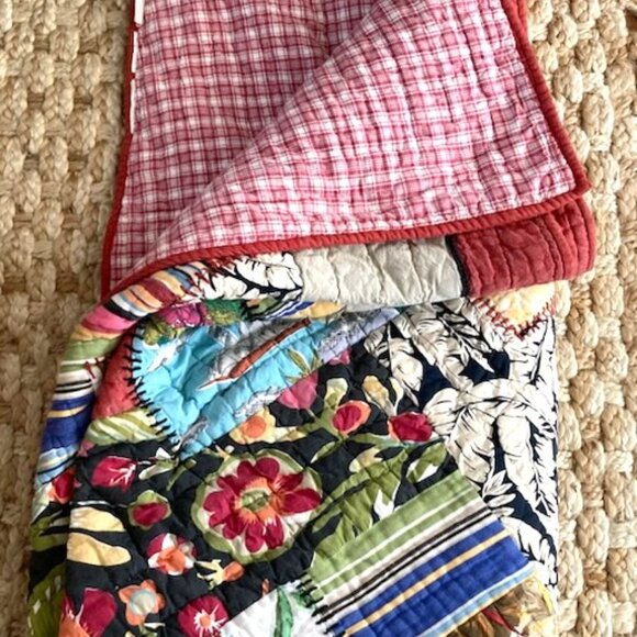 Pottery Barn Patchwork Hawaiian Luau Salsa Quilt TWIN 100% Cotton - Picture 8 of 10